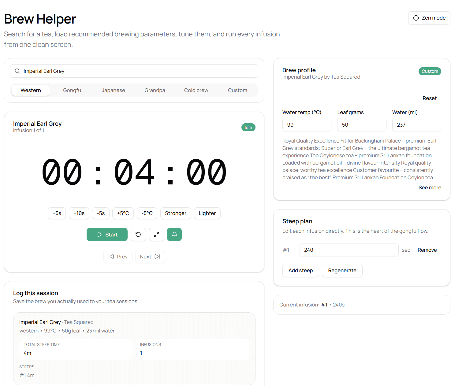 Screenshot della pagina dell'assistente d'infusione