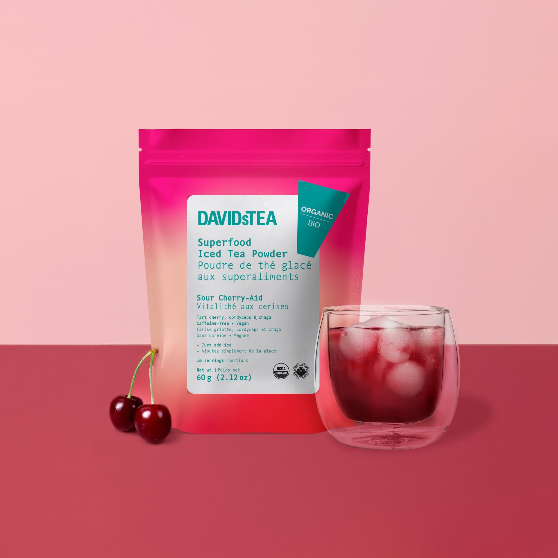 Organic Sour Cherry-Aid Superfood Iced Tea Powder