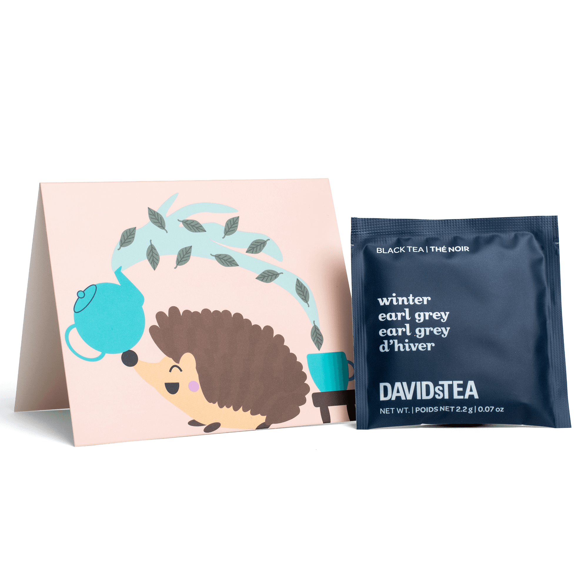 Set of 25 Livin' on the Hedgehog Notecards & Winter Earl Grey Sachets